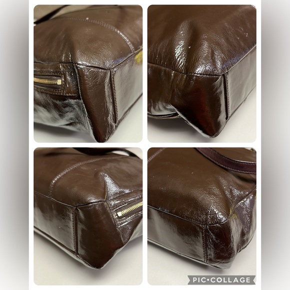 🔥🔥🔥Coach Brown Patent Leather Shoulder Bag Tote - Picture 13 of 16